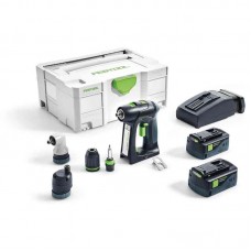 FESTOOL C 18 Li 5.2 Set gręžtuvas - suktuvas 2x5.2 Ah